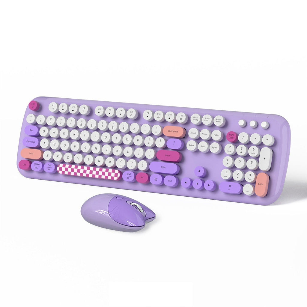 Wireless Keyboard & Mouse Combo - Silent Click, Colorful 104 Keys