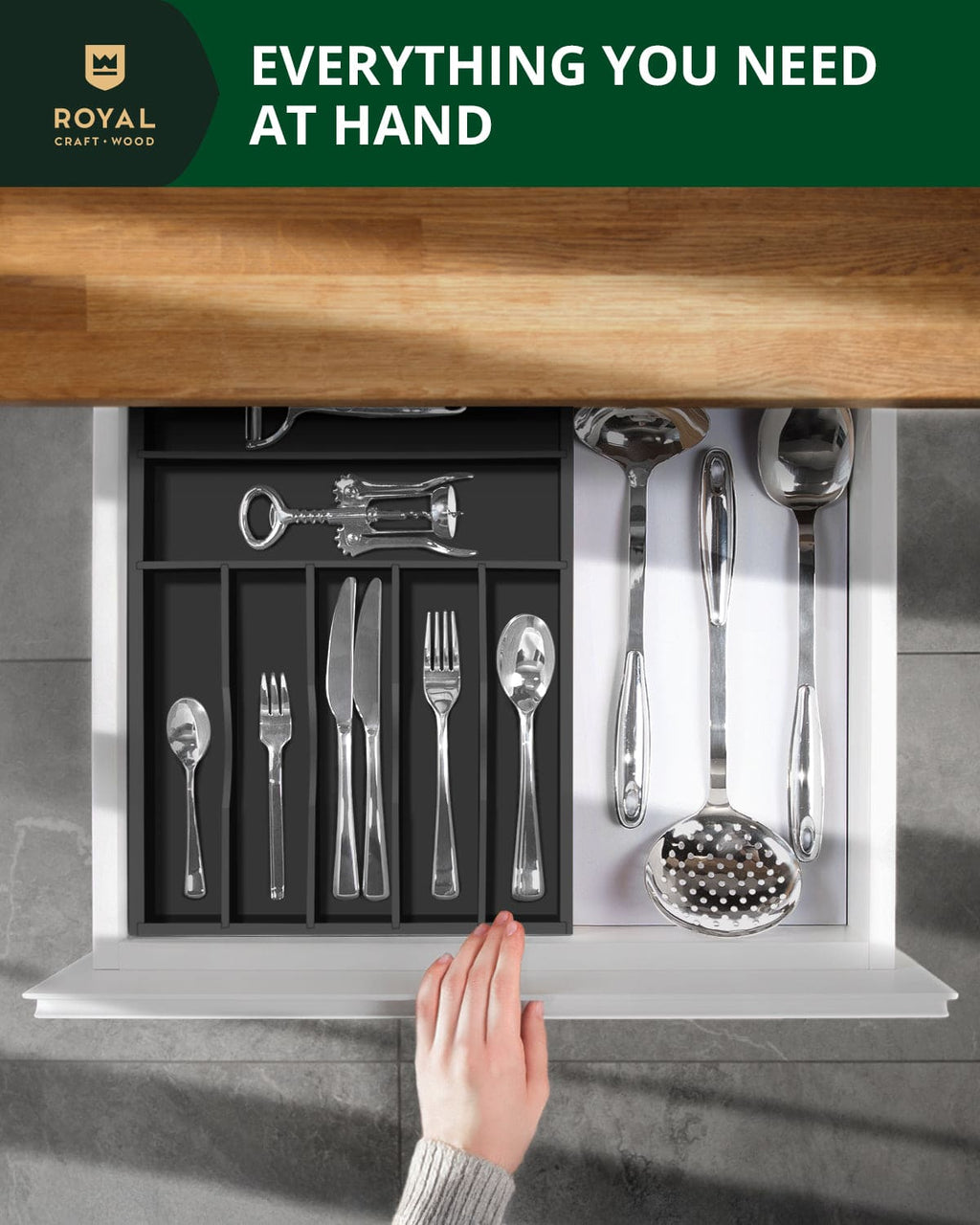 Basic Silverware Drawer Organizer, Black