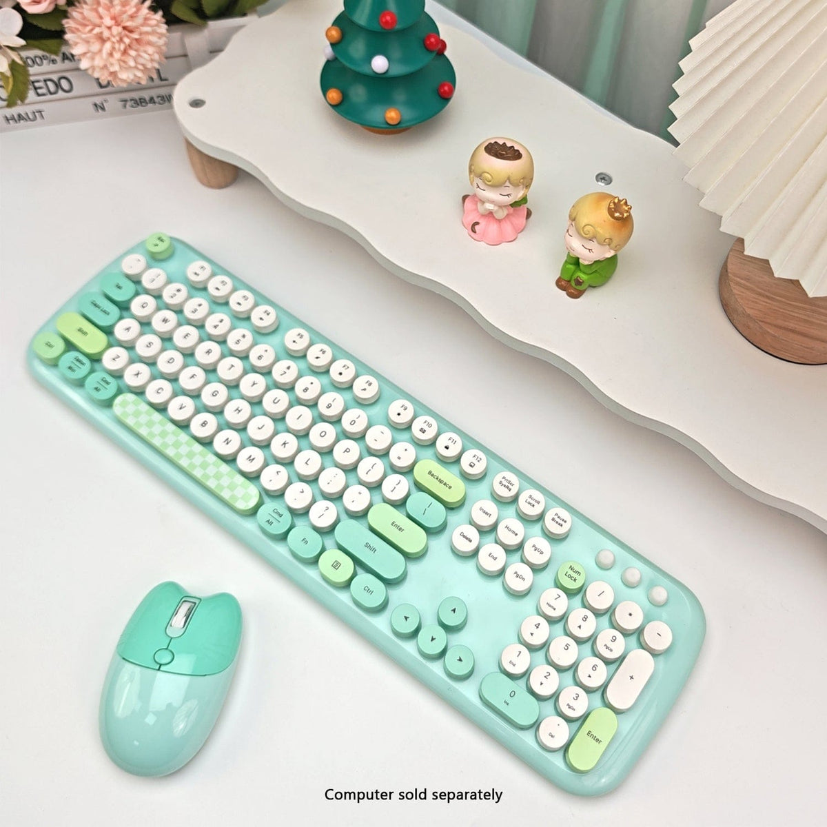 Wireless Keyboard & Mouse Combo - Silent Click, Colorful 104 Keys