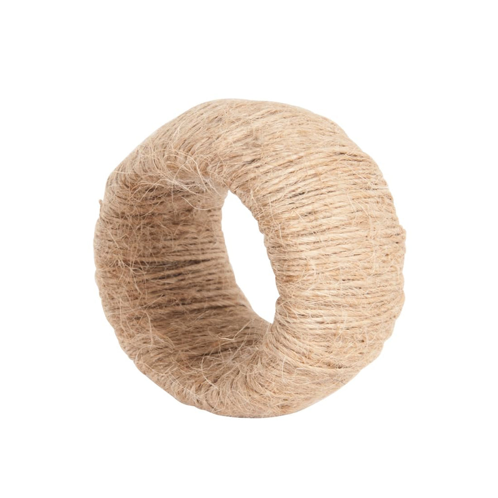 Fennco Styles Classic Jute Design Napkin Rings, Set of 4 - Natural Rustic Napkin Holders for Home, Dining Table, Banquet, Family Gathering, Holiday, Thanksgiving and Special Occasion