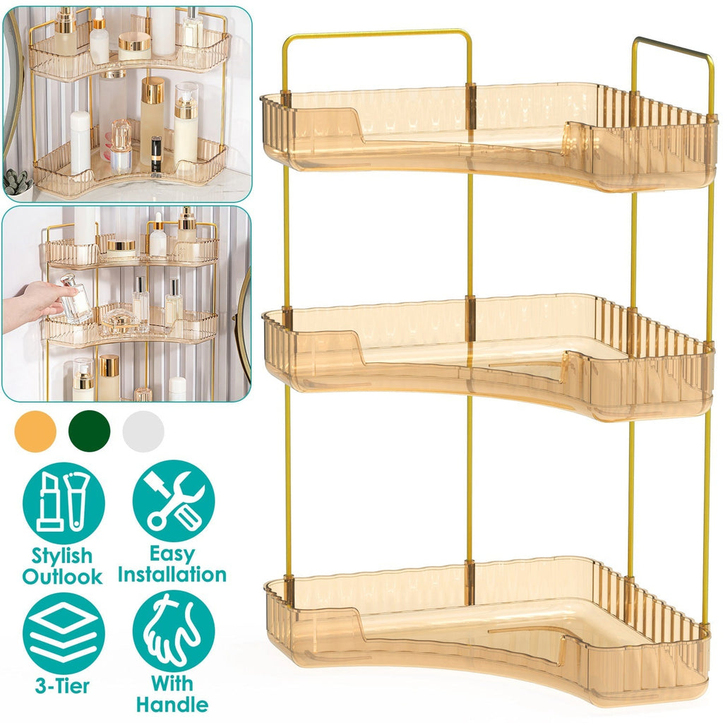 Bathroom Countertop Organizer 3 Tier Corner Makeup Storage Shelf Vanity Cosmetic Perfume Tray Clear Corner Rack for Bedroom Bathroom Kitchen