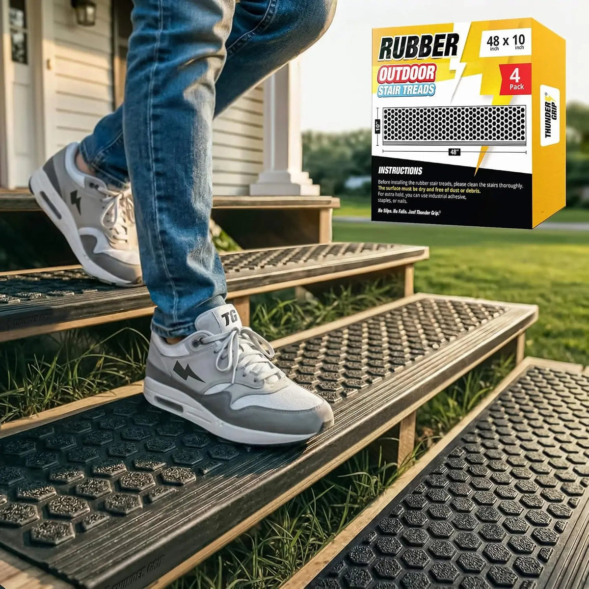 Thunder Grip Heavy-Duty Rubber Stair Treads for Outdoor