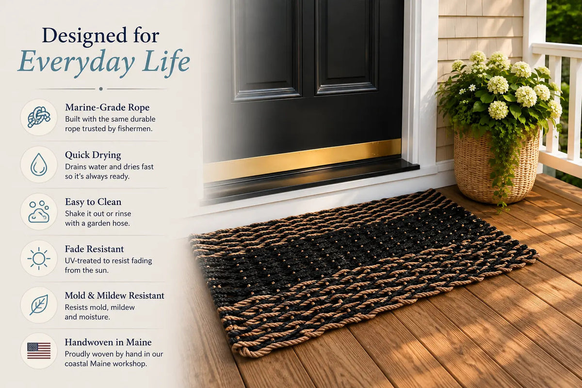 Autumn Stripe Lobster Rope Doormat – Brown, Orange & Green
