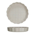 Cream Embossed Stoneware Fluted Pie Dish 11"