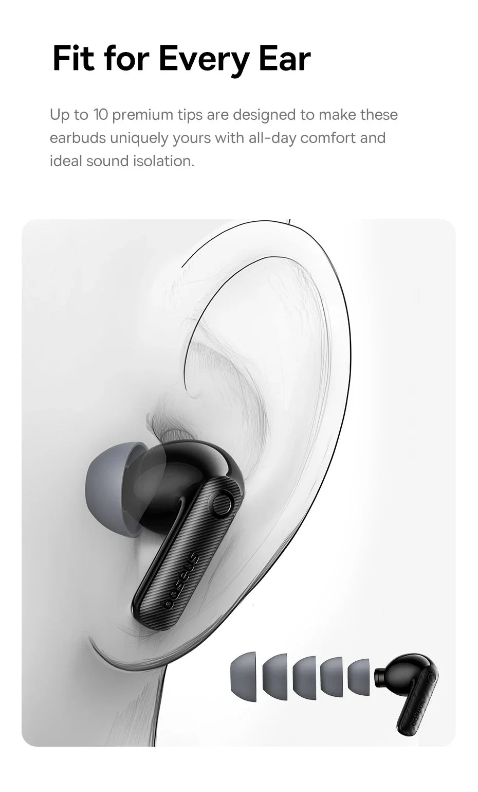 Baseus EP10 Pro ANC Earbuds Wireless Bluetooth 6.0 Earphones 50dB Realtime Adaptive Headphones 6 Mic Hi-Res LDAC IP55  Ear Buds
