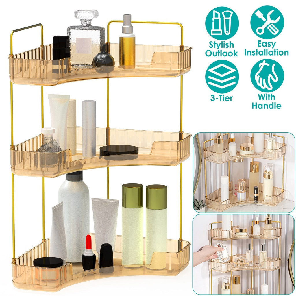 Bathroom Countertop Organizer 3 Tier Corner Makeup Storage Shelf Vanity Cosmetic Perfume Tray Clear Corner Rack for Bedroom Bathroom Kitchen